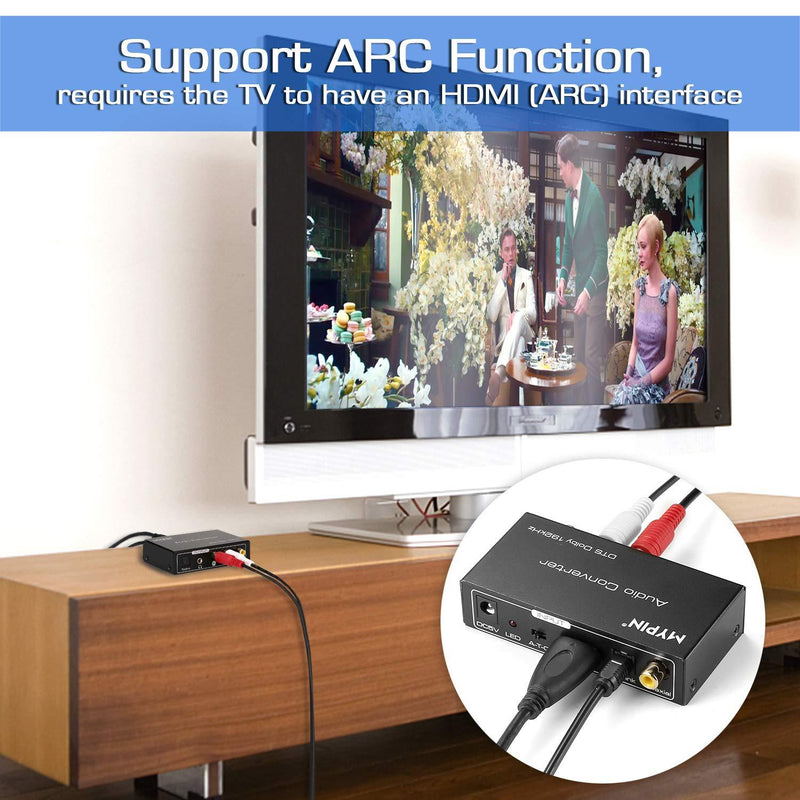192KHz DAC Converter Multifunction Audio Converter, HDMI ARC Audio Extractor Adapter, Toslink(Optical) or Coaxial or HDMI ARC Input to Coaxial + Toslink(Optical) + Stereo L/R + 3.5mm Jack Output