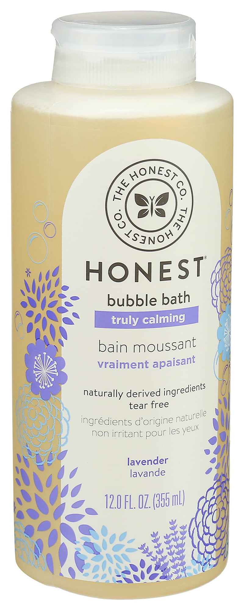 The Honest Company Truly Calming Lavender Bubble Bath Tear Free Kids Bubble Bath Naturally Derived Ingredients & Essential Oils Sulfate & Paraben Free Baby Bath 12 Fl Oz Dreamy Lavender