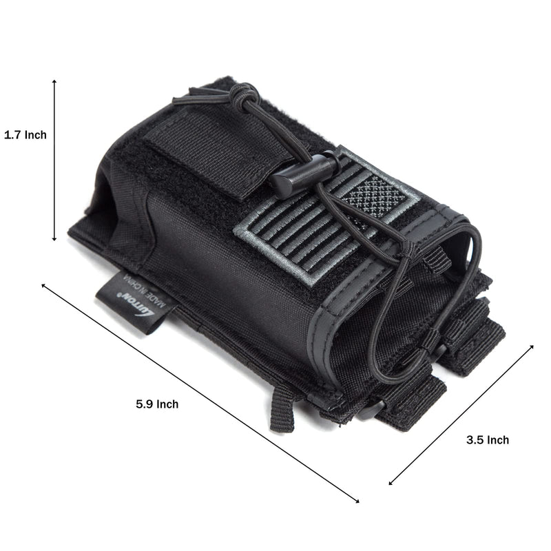 Tactical Radio Holder Radio Case Molle Radio Holster Military Heavy Duty Radios Pouch Bag for Two Ways Walkie Talkies Adjustable Storage with 1 Pack Patch(Dark Flag) with Dark Flag Patch