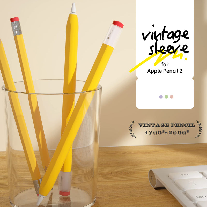 ELETIUO Silicone Case for Apple Pencil 2nd Generaion Cover,Protective Holder Grip Sleeve with Cap Accessories Compatible for iPad Pro 11 12.9 inch,Yellow Yellow