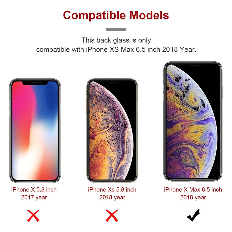 Perzework OEM Rear Back Glass Replacement for iPhone Xs Max 6.5 inches with Reparing Toolkit and Pre-Installed Adhesive (Gold) Gold