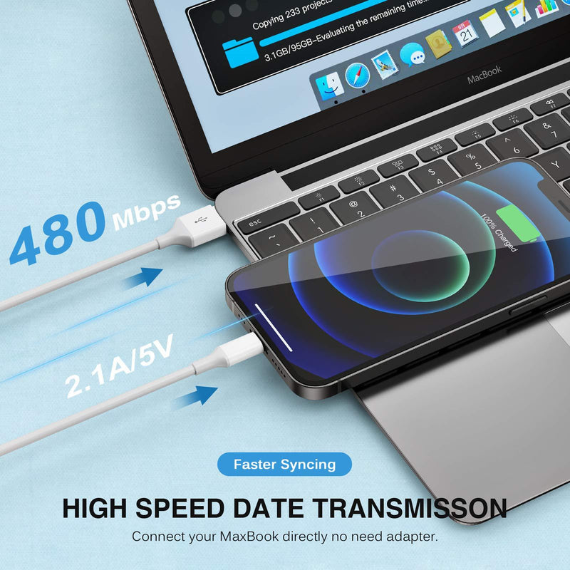 Vagavo for iPhone Charger, MFi Certified Lightning Cable Fast Charging 6ft Data Sync Transfer Cord Dual Port USB Wall Charger Compatible with iPhone 12 11 Xs Max XR X 8 7 6S 6 Plus SE 5S iPad (2 Sets)