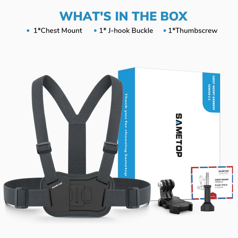 Sametop Chest Mount Harness Chesty Strap Compatible with GoPro Hero 11 10 9 8 7 6 5 Session AKASO DJI Osmo Action Cameras - Balance Stability and Comfort Performance