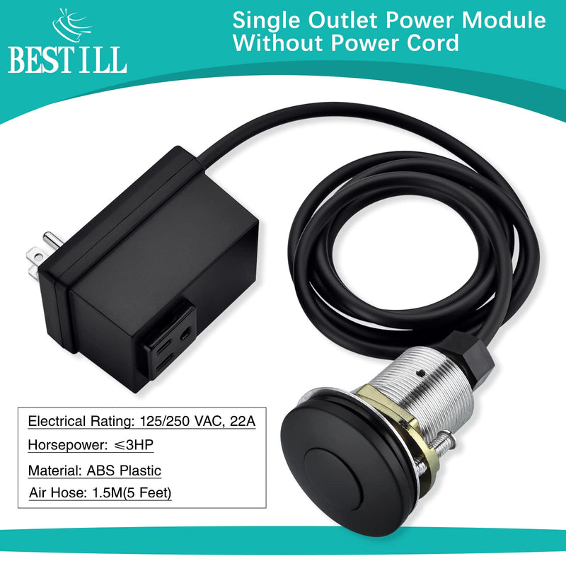 BESTILL Garbage Disposal Air Switch, Matte Black Sink Top On/Off Switch for Food Waste Disposer, Full Stainless Steel Button, SHORT/2.8” SHORT/2.8"