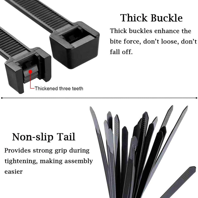 Long Zip ties Heavy duty 20 inch Black Cable ties wraps 60 pieces pack Industrial quality Large Plastic ties 20" Black (60 Pack)