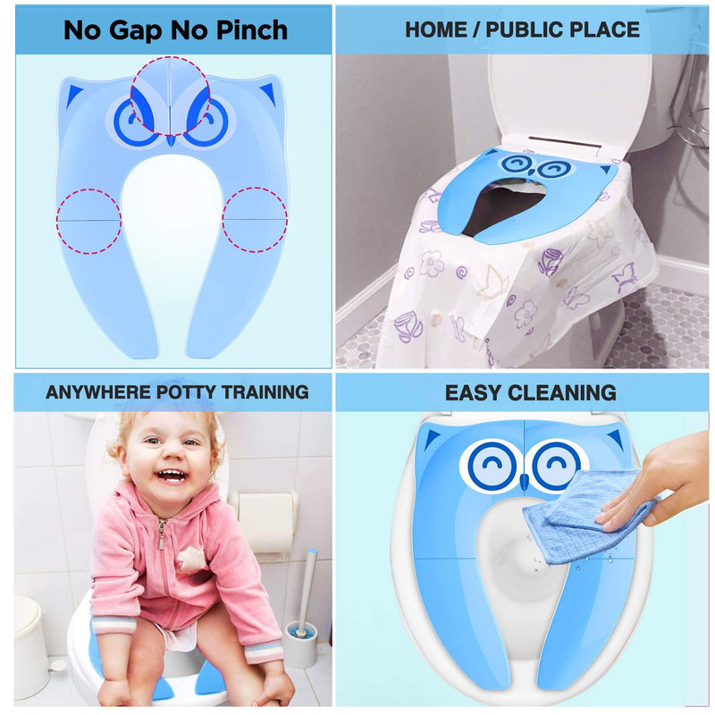 Gimars Upgrade Non-Slip Easily Removed Foldable Travel Potty Seat for Toddlers & Kids, Portable Toilet Seat Fits Most Toilets, Free Carry Bag Blue