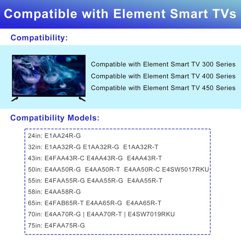 TV Stand Base for Element Roku TV, for Element 300 Series 400 Series 450 Series Smart TV, TV Stand Legs for 24 32 43 50 55 58 65 70 75 Inch Element TV with Screws Set and Instructions, Easy to Install