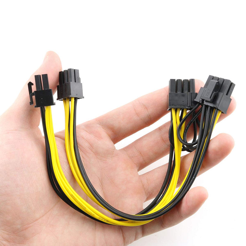 E-outstanding PCIe 6pin to 8pin Adapter Power Extension Cable 2PCS PCI-e 6-pin Male to 8-pin Male Converter Adapter Cable for PCI Express 6+2-pin (6-pin/8-pin) Powered GPU Video Card 20cm / 8 inch