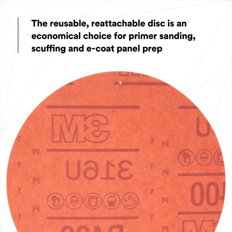 3M Hookit Red Abrasive Disc, 01218, 6 in, P400, 50 discs per carton Grade :P400 Number of Holes :No Holes Diameter: 6