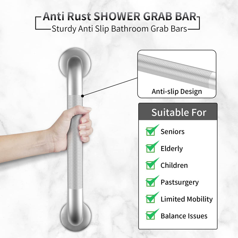 2 Pack 12 Inch Grab Bars for Bathtubs and Showers, Anti Slip Shower Grab Bars Stainless Steel Shower Handle Toilet Handicap Elderly Senior Assist Bathroom Saft Handle 12inch
