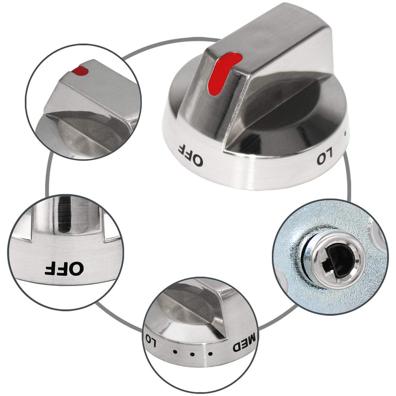 [Upgraded] Dg64-00473A Stainless Steel Burner Dial Knob with Reinforced Power Ring Protection Compatible with Samsung Range Oven Gas Stove Knob NX58F5700WS NX58H5600SS NX58H5650WS NX58J7750SS (5 Pack)