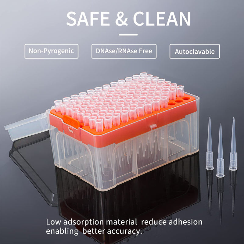 200uL Pipette Tips - Four E's Scientific Universal 200ul Pipettor Tips Racked Non-pyrogenic DNAse/RNAse Free Autoclavable 1 Rack 96 Tips Transparent