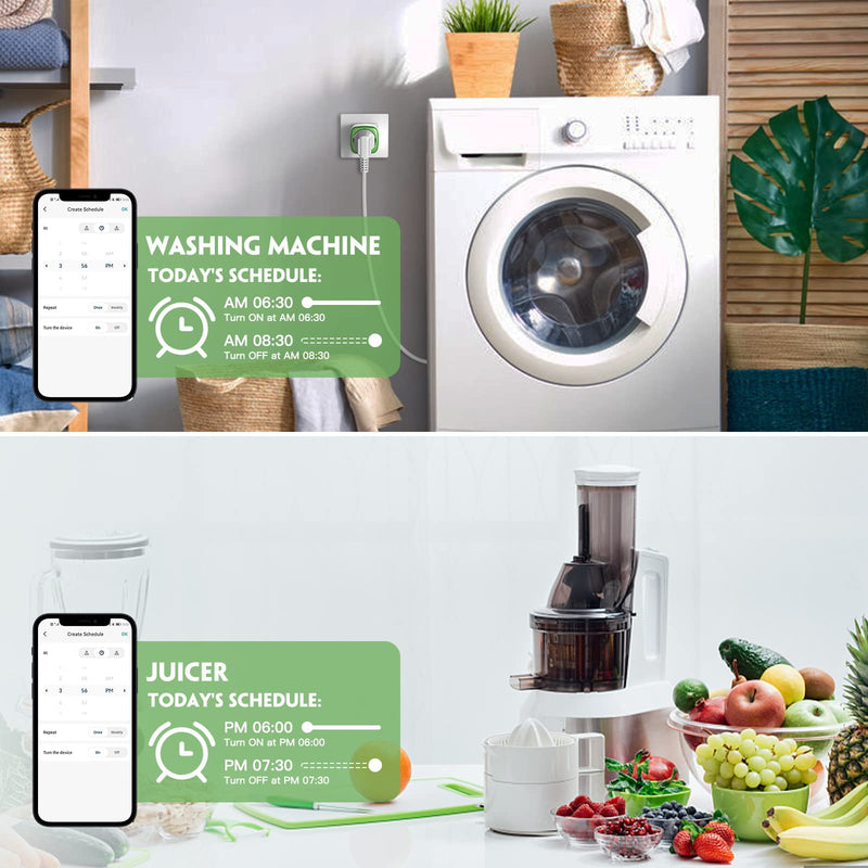 WiFi socket with power measurement - power consumption energy cost meter voice control with Alexa/Google Home electricity meter WiFi Smart Plug Home 4PC 4-piece