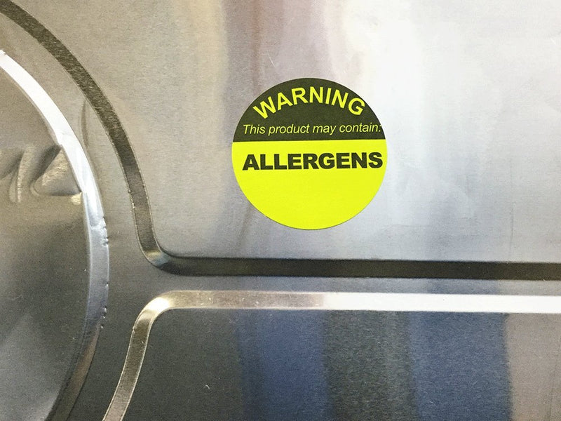 Allergen Warning Food Stickers Fluorescent Yellow 1.5 Inch Round Circle Dots 500 Total Adhesive Stickers