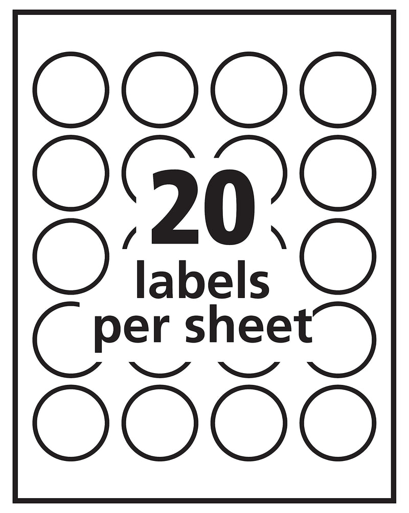 Avery 6582 Round Print-to-The-Edge Permanent Labels, 1 2/3-Inch Dia, Glossy Clear, 500/Pack