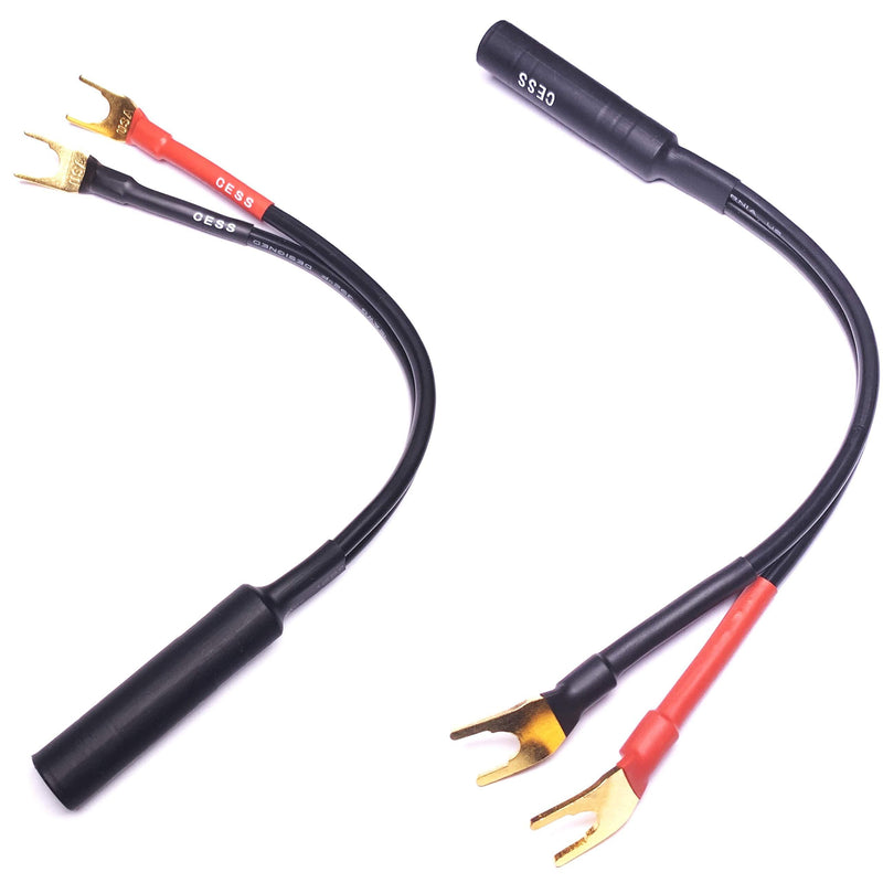 CESS-002L Barrier Spade Fork to 1/4 Inch TS Speaker Cable Adapter (Large Spade) Large Spade