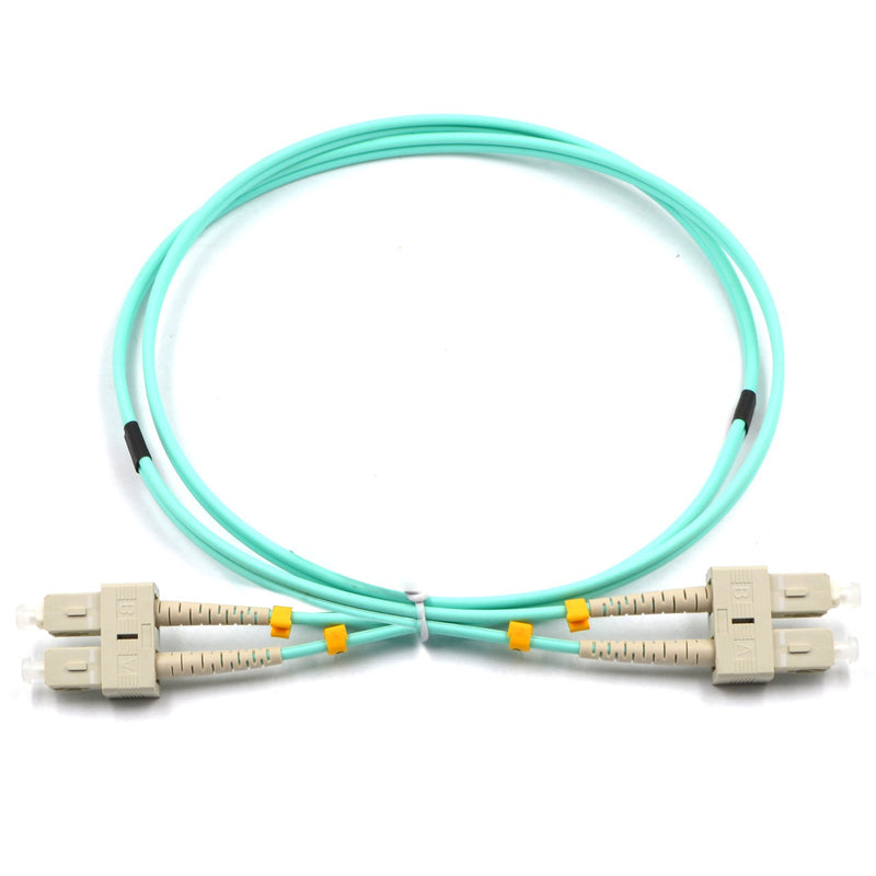 CableJoy LC-SC 10GB 50/125 OM3 Duplex Multimode PVC Fiber Optic Cable, Aqua (3 Meter) LC to SC 3 m