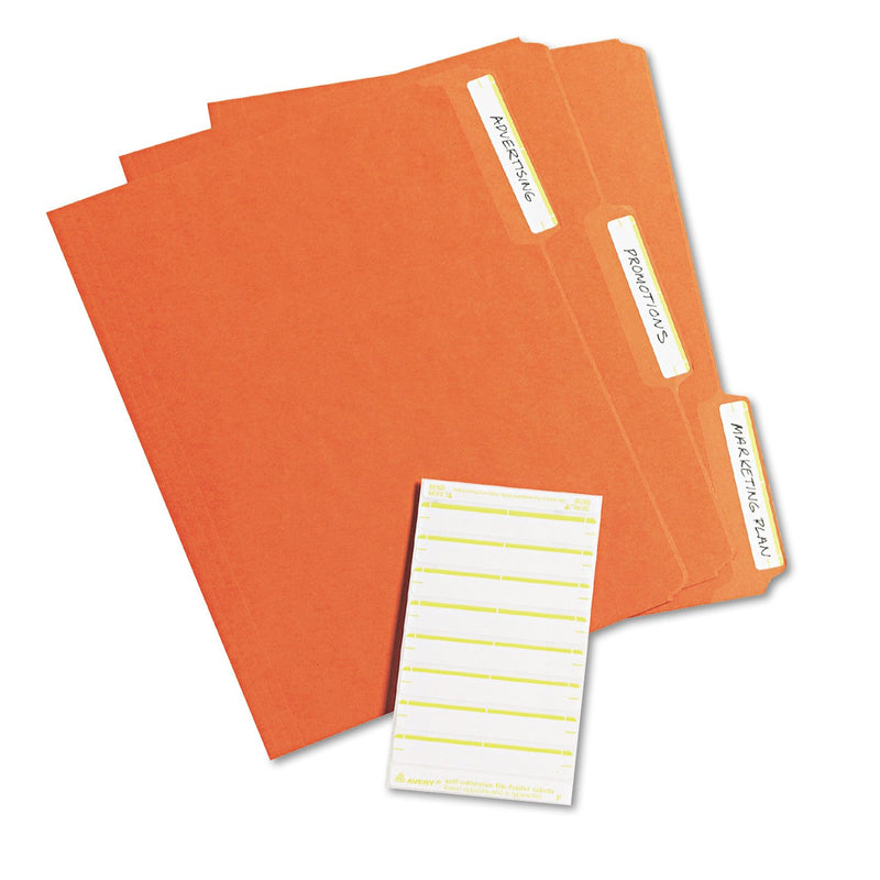 AVERY Print or Write File Folder Labels for Laser and Inkjet Printers, 1/3 Cut, Yellow, Pack of 252 (5209), 5/8" x 3 1/2"