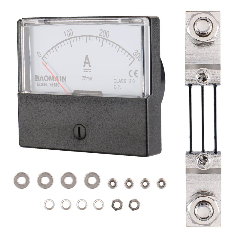 Baomain DH-670 DC 300A Analog Amp Panel Meter Current Ammeter with 75mV Shunt