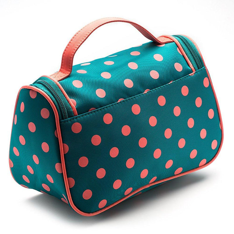 Cute Travel Makeup Bag, Yeiotsy Cute Polka Dots Toiletry Bag with Handle for Girls Cosmetic Organizer for Women (Lake Blue) Lake Blue