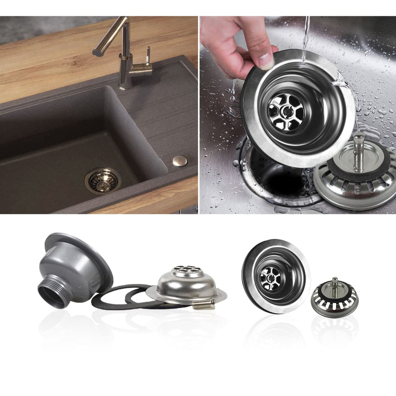 VIKSAUN Sink Collection 304 Stainless Steel Kitchen Strainer Basket Valve Sink Basket Strainer Plug Kitchen Sink Strainer (114mm) 114mm