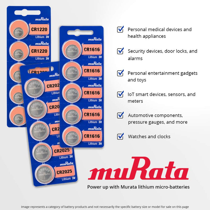 Murata CR1632 Battery DL1632 ECR1632 3V Lithium Coin Cell (20 Batteries) 20 Batteries