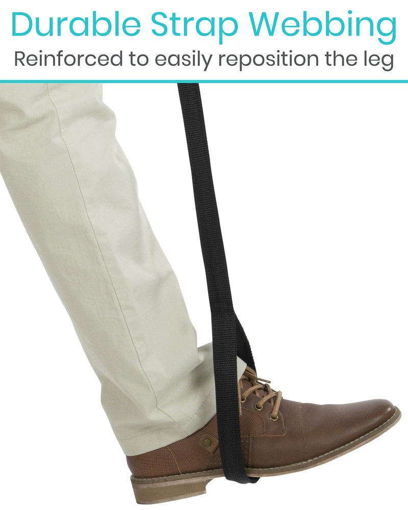 Vive Leg Lifter Strap (44 Inch) - Rigid Foot Loop, Hand Grip for Adult, Senior, Elderly, Handicap, Disability, Pediatrics - Long Band Mobility Aid for Car, Bed, Couch, Hip Replacement, Wheelchair
