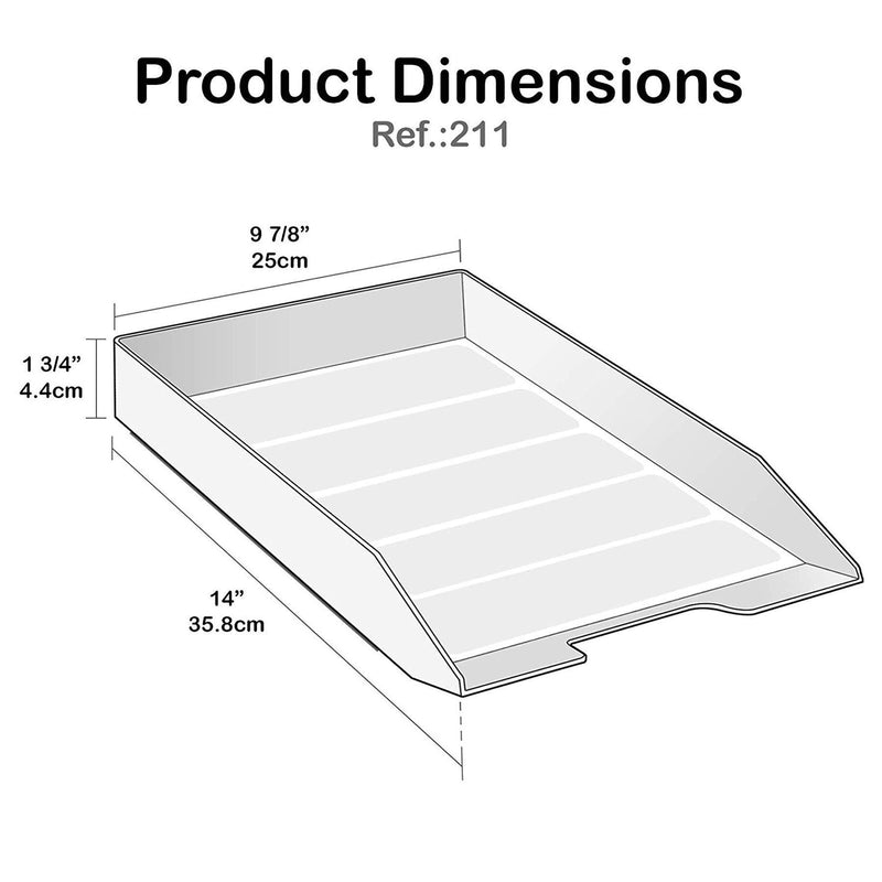 Acrimet Stackable Letter Tray Front Load Plastic Desktop File Organizer (White Color) (1 Unit)