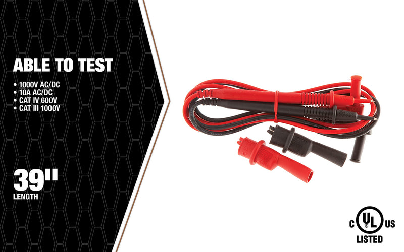Southwire Tools & Equipment 60010S Replacement Test Leads with Alligator Clips,black red
