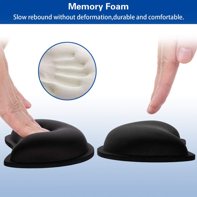 Mouse Wrist Rest, Canjoy 2 Pack Memory Foam Soft Fabric Mouse Wrist Rest Pad Support Cushion with Anti-Skid Rubber Base,Ergonomic Pain Relief Mouse Hand Rest for Gaming,Office, Computer,Laptop(Black) Black-Lycra Fabric