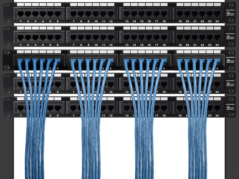 Monoprice Cat7 Ethernet Patch Cable - 5 Feet - Blue | Network Internet Cord - Flexboot RJ45 Stranded 600Mhz S/FTP CMX Pure Bare Copper Wire 26AWG - Entegrade Series 5ft