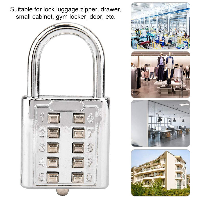 10 Digit Push Button Combination Padlock, Zinc Alloy Cabinet Locker Combo Lock & Blind Bouton Padlock,5 Digit Password Padlock for School Gym Locker, Sports Locker, Fence, Toolbox