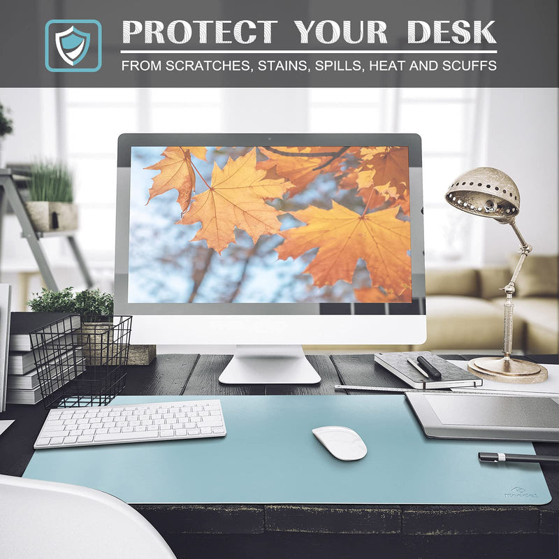 Knodel Desk Mat, Office Desk Pad, Waterproof Desk Mat for Desktop, Leather Desk Pad for Keyboard and Mouse, Desk Pad Protector for Office and Home (31.5" x 15.7", Light Blue) 31.5" x 15.7"