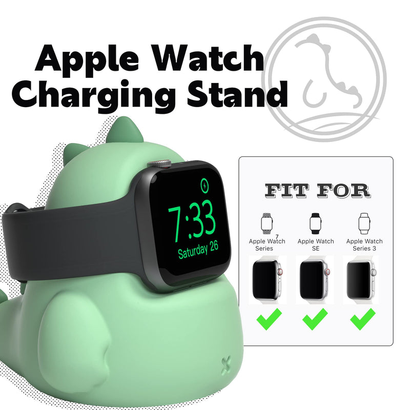 ELETIUO Charger Stand Compatible with Apple Watch Series 7/6/SE/5/4/3/2/1 (45mm, 44mm, 42mm, 41mm, 40mm, 38mm),Dinosaur iWatch Charging Dock,Supports Nightstand Mode,Mint Green Mint Green