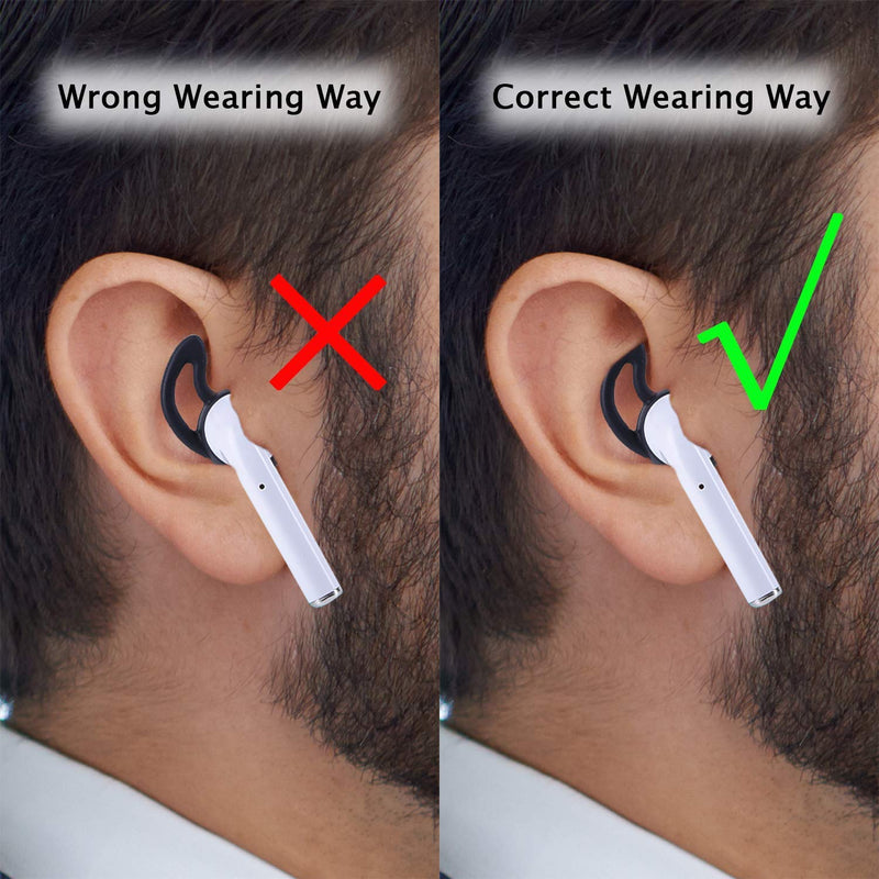 OneCut 5 Pairs Silicone Ear Tips Compatible for AirPods 1&2,Silicone Soft Anti-Slip Sport Earbud Tips, Anti-Drop Ear Hook Gel Headphones Earphones Protective Accessories Tips (Black) Black
