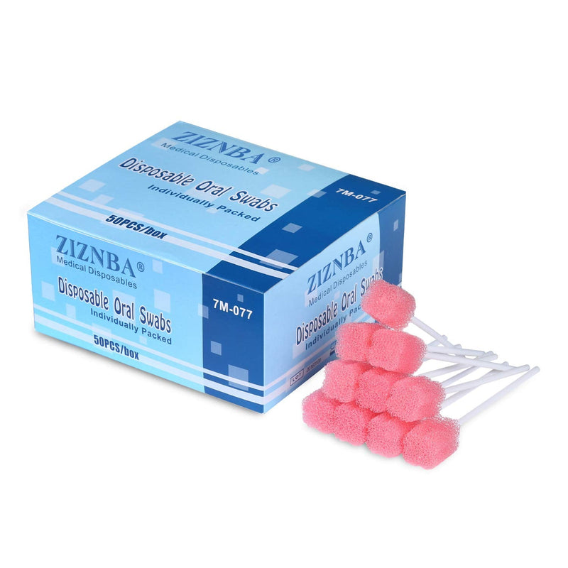 Disposable Oral Care Sponge Swabs(50pcs Pink) Petal shape pink