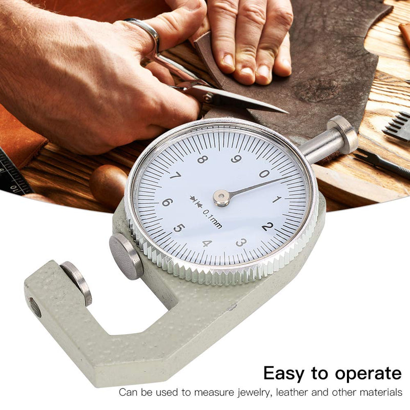 Thickness Gauge, 0-10mm x 0.1mm Precision Accuracy Round Dial Display Thickness Test Dial for Leather Cloth Accuracy
