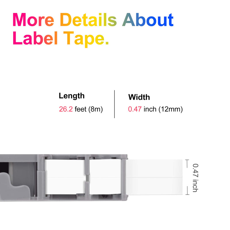 Uniwork TZe-231 Compatible Label Tape Replacement for Brother TZe-231 TZe431 TZe531 TZe631 TZe731 TZe931 Laminated P-Touch Label Maker Tape for PT-D210 PT-H100 PT-D600 PT-400AD, 0.47" x 26.2', 7 Pack