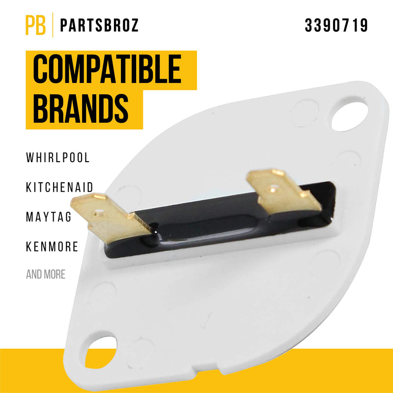 3390719 Thermal Fuse by PartsBroz - Compatible with Whirlpool Dryers - Replaces WP3390719, AP6008309, 688841, 690198, 279650, 3389639