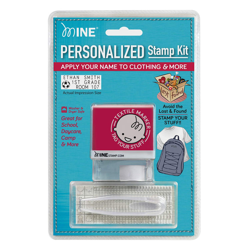 MiNE Consolidated Stamp Mine Personalized Stamp Kit, Black, 2.9" x 1" x 2.3" Impression Stamp