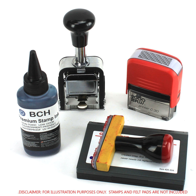 Black Stamp Ink Refill by BCH - Premium Grade - 2.5 oz