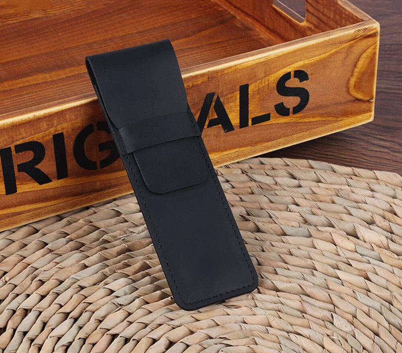 Daimay Leather Pen Case Holder Handmade Fountain Multi Pens Pouch Crazy Horse Leather Pen Protective Sleeve Cover â€“ Black