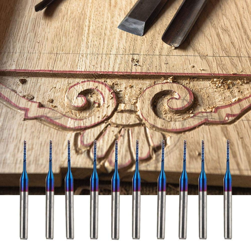 Pack of 10 End Mill Set Carbide Cutter Blue Corn Cutter CNC PCB Engraving Milling Tool Carving Drill Tools (1.0 mm) 1.0 mm