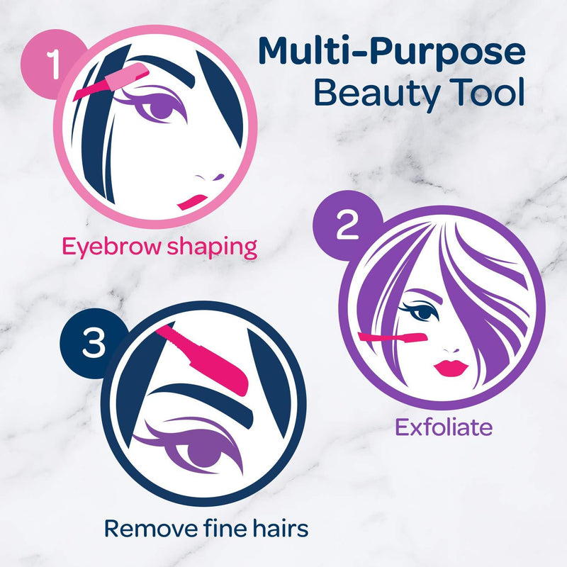 Schick Hydro Silk Touch-Up Multipurpose Exfoliating Dermaplaning Tool, Eyebrow Razor, and Facial Razor with Precision Cover, 3 Count (Packaging May Vary)