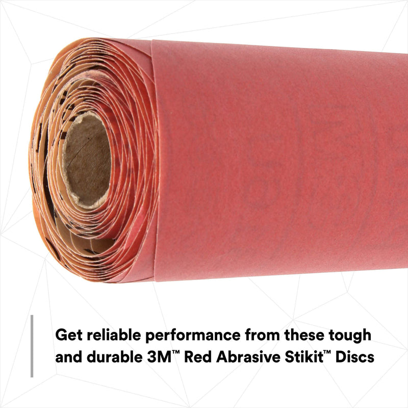 3M Red Abrasive Stikit Disc, 01108, 6 in, P400 grade, 100 discs per roll Backing Weight -A Weight