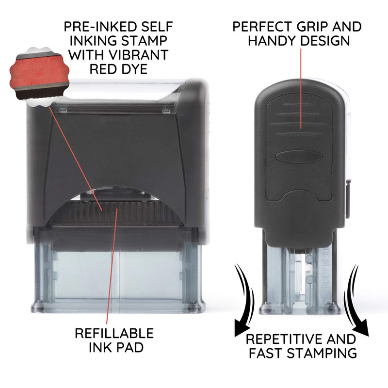 Self Inking Rubber Stamp, Refillable Red Ink Preinstalled - (9/16" x 1-1/2") (Paid) PAID