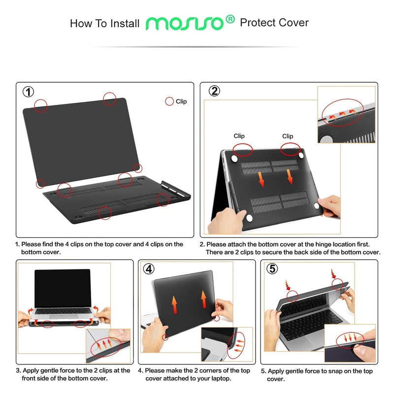 MOSISO Compatible with MacBook Pro 14 inch Case 2021 A2442 M1, Sleeve Bag with Horizontal Vertical&Right Bevel Pockets&Plastic Hard Shell&Keyboard Skin&Screen Protector&Storage Bag, Transparent&Black