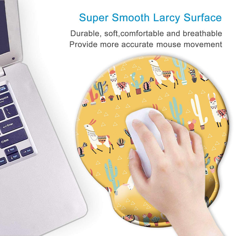 ITNRSIIET [30% Larger] Mouse Pad, Ergonomic Mouse Pad with Gel Wrist Rest Support, Gaming Mouse Pad with Lycra Cloth, Non-Slip PU Base for Computer Laptop Home Office, Yellow Cactus