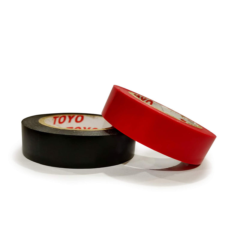 Toyo PVC Electrical Tape | Heat Resistant, Flame Retardant, Waterproof | 0.6 Inch X 36 Feet | 6 pcs/Pack (Black and Red) Black and Red