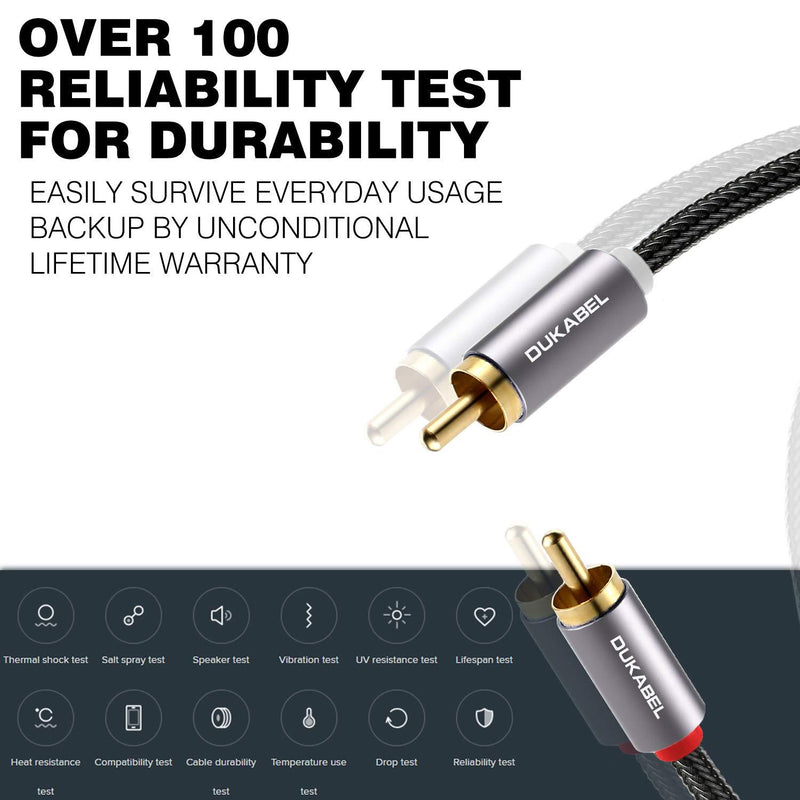 RCA to 3.5mm, DUKABEL 3.5mm to RCA Cable 2-Male RCA to AUX Cable Braided 1/8 to RCA Stereo Cable RCA Cable [24k Gold-Plated & Double-Shielded] -Top Series(4ft/1.2m) (4 Feet / 1.2 Meters)
